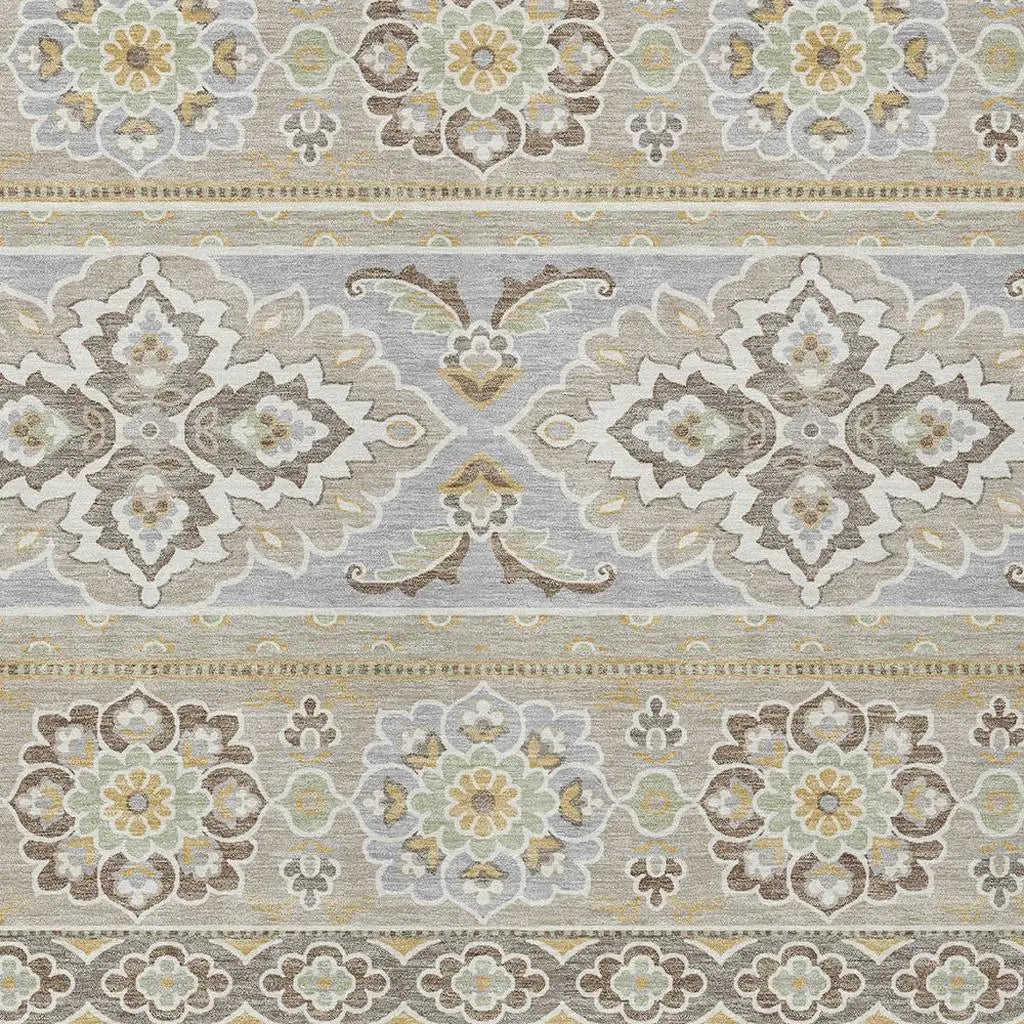 9' X 12' Beige And Ivory Tribal Washable Indoor Outdoor Area Rug Homeroots Outdoor