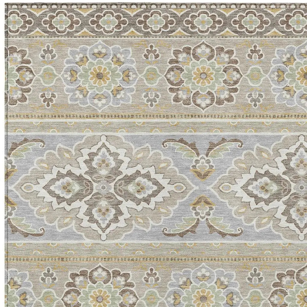 9' X 12' Beige And Ivory Tribal Washable Indoor Outdoor Area Rug Homeroots Outdoor