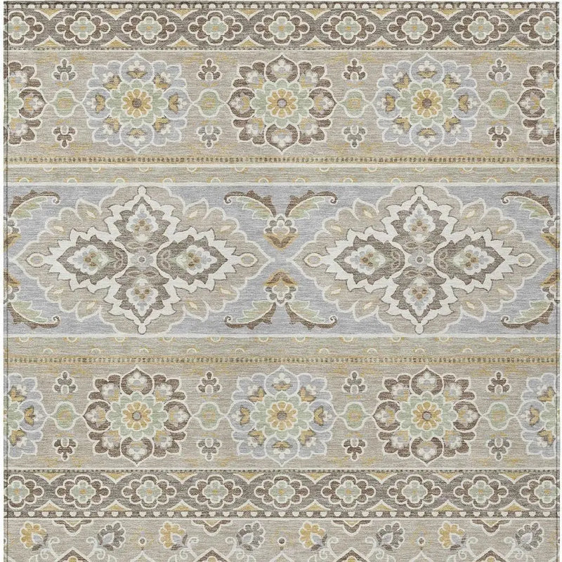9' X 12' Beige And Ivory Tribal Washable Indoor Outdoor Area Rug Homeroots Outdoor