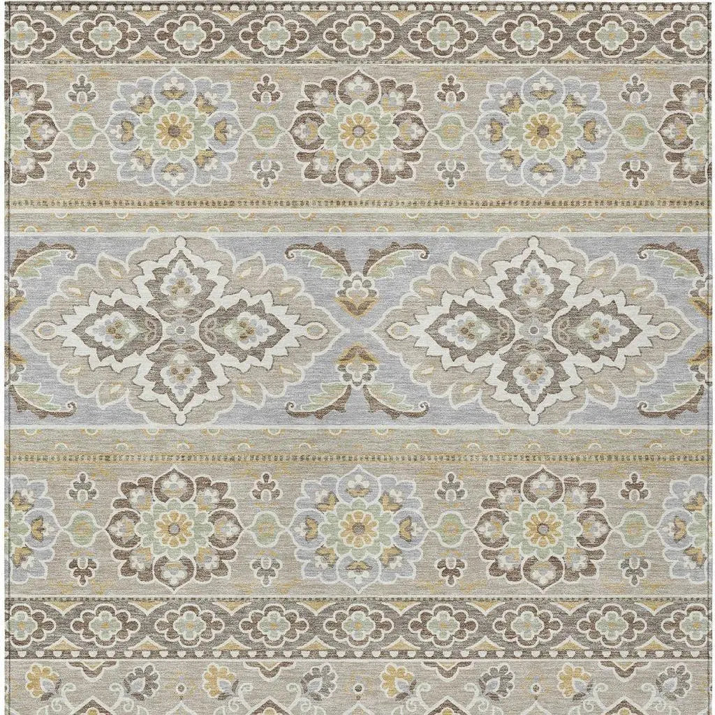 9' X 12' Beige And Ivory Tribal Washable Indoor Outdoor Area Rug Homeroots Outdoor