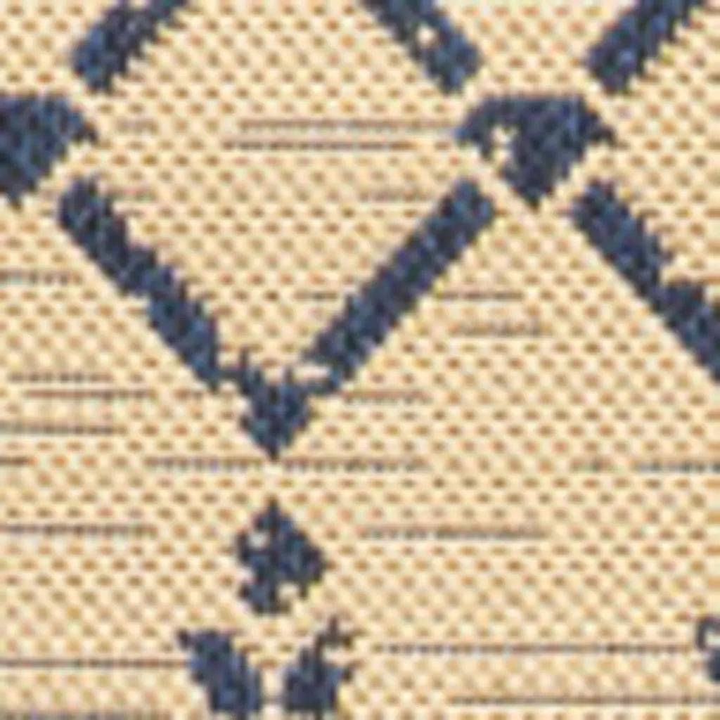 9' X 12' Beige And Navy Blue Trellis Indoor Outdoor Area Rug Homeroots Outdoor