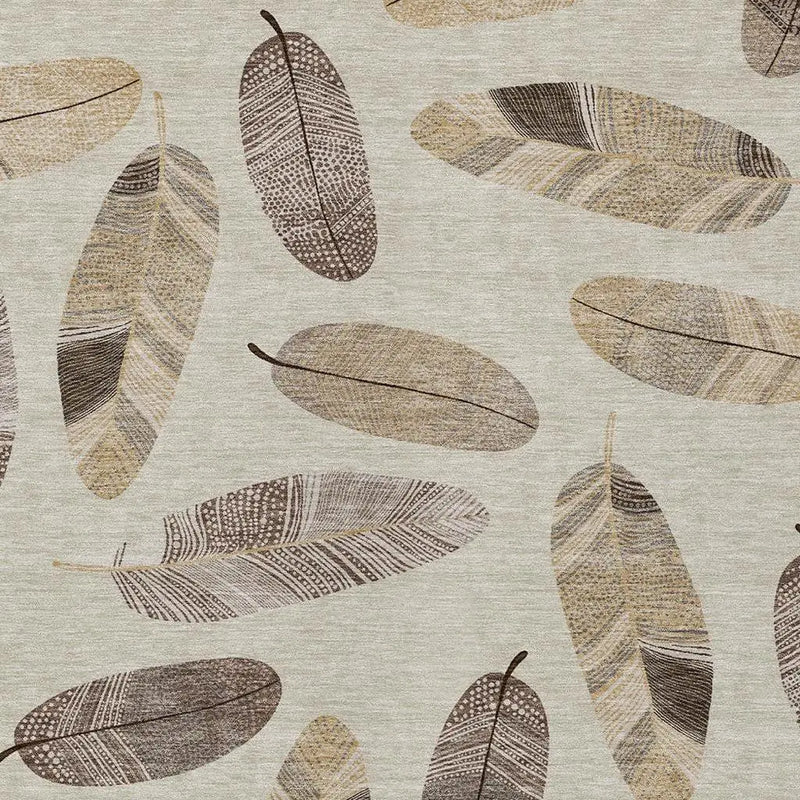 9' X 12' Beige And Sky Blue Botanical Leaves Washable Indoor Outdoor Area Rug Homeroots Outdoor