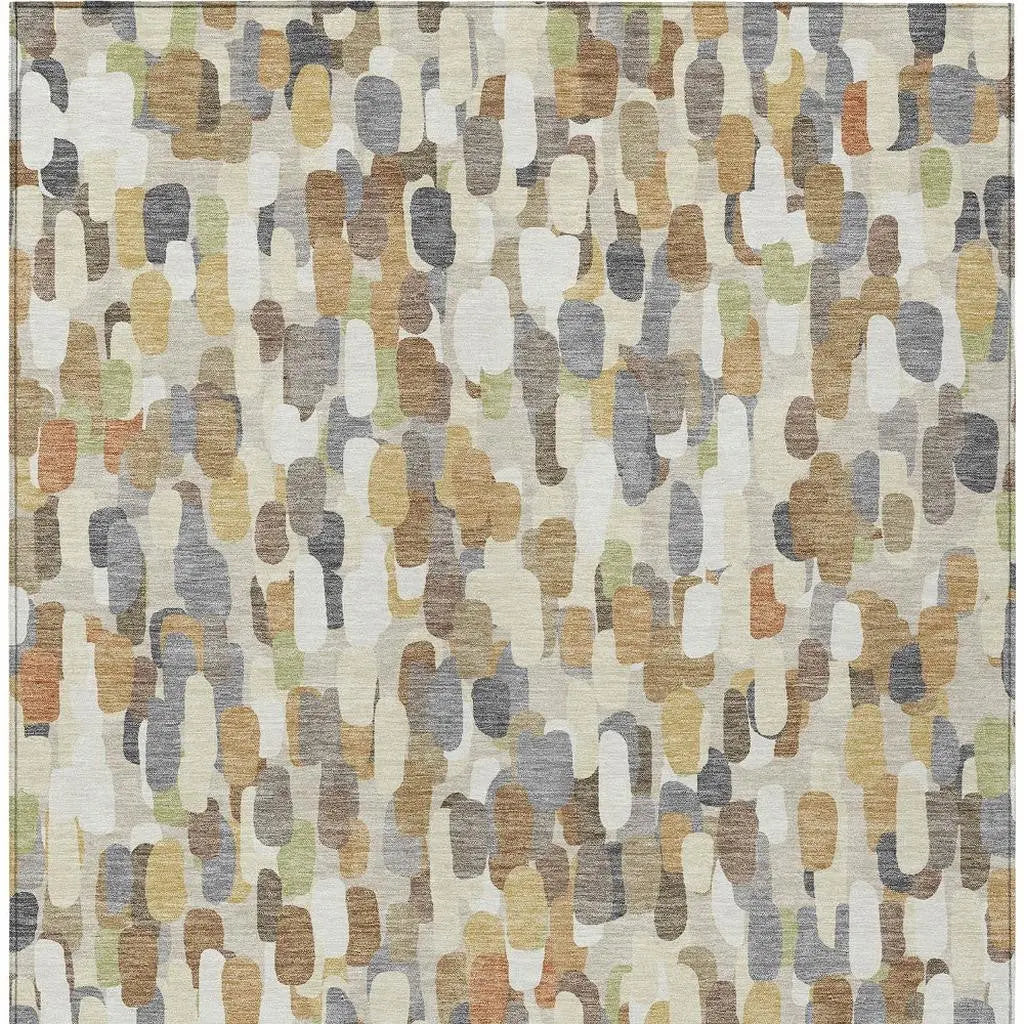 9' X 12' Beige And Taupe Abstract Washable Indoor Outdoor Area Rug Homeroots Outdoor