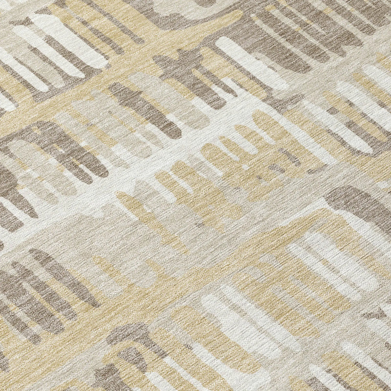 9' X 12' Beige And Taupe Abstract Washable Indoor Outdoor Area Rug Homeroots Outdoor