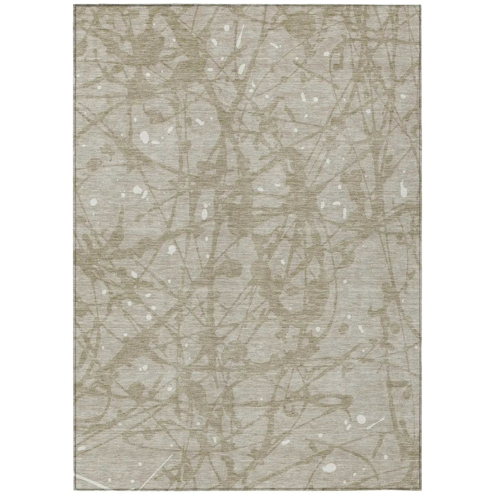 9' X 12' Beige And Taupe Abstract Washable Indoor Outdoor Area Rug Homeroots Outdoor