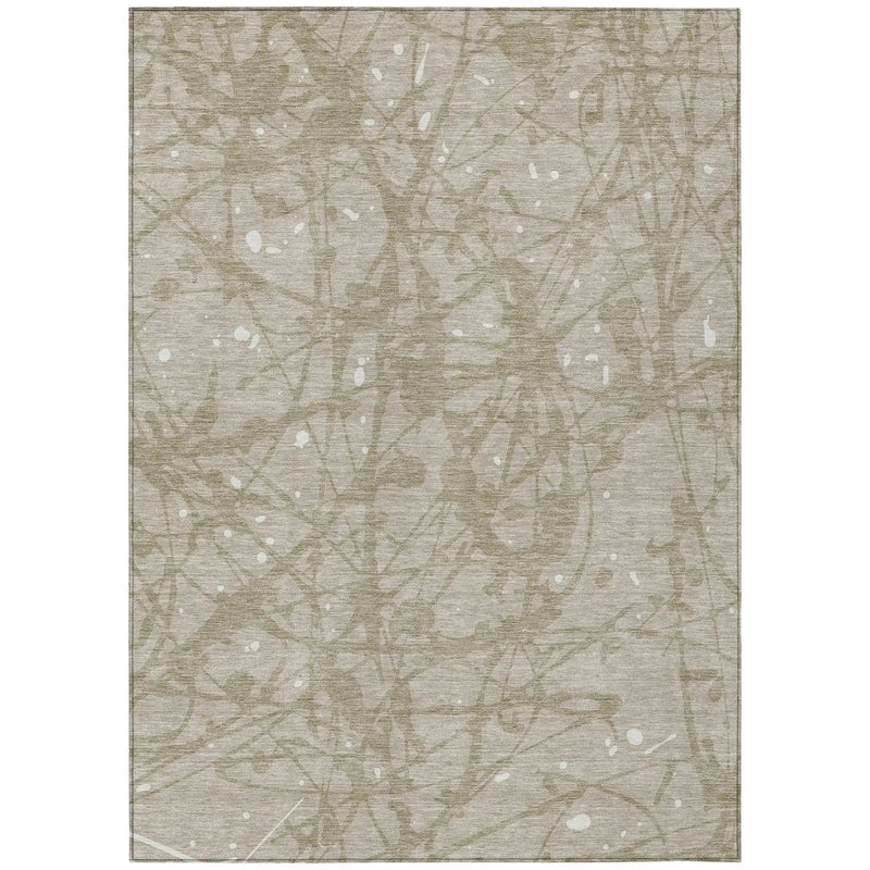 9' X 12' Beige And Taupe Abstract Washable Indoor Outdoor Area Rug Homeroots Outdoor