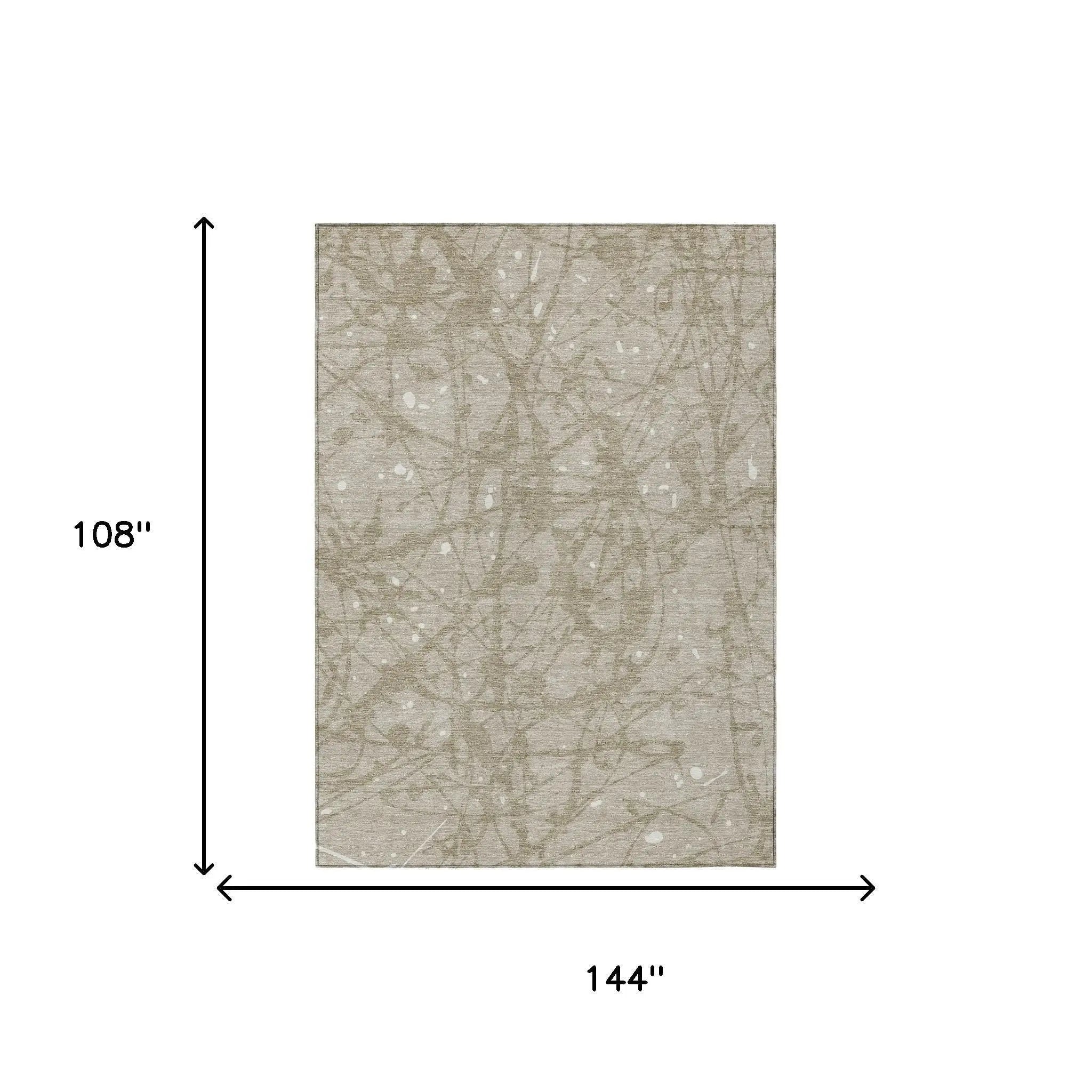 9' X 12' Beige And Taupe Abstract Washable Indoor Outdoor Area Rug Homeroots Outdoor