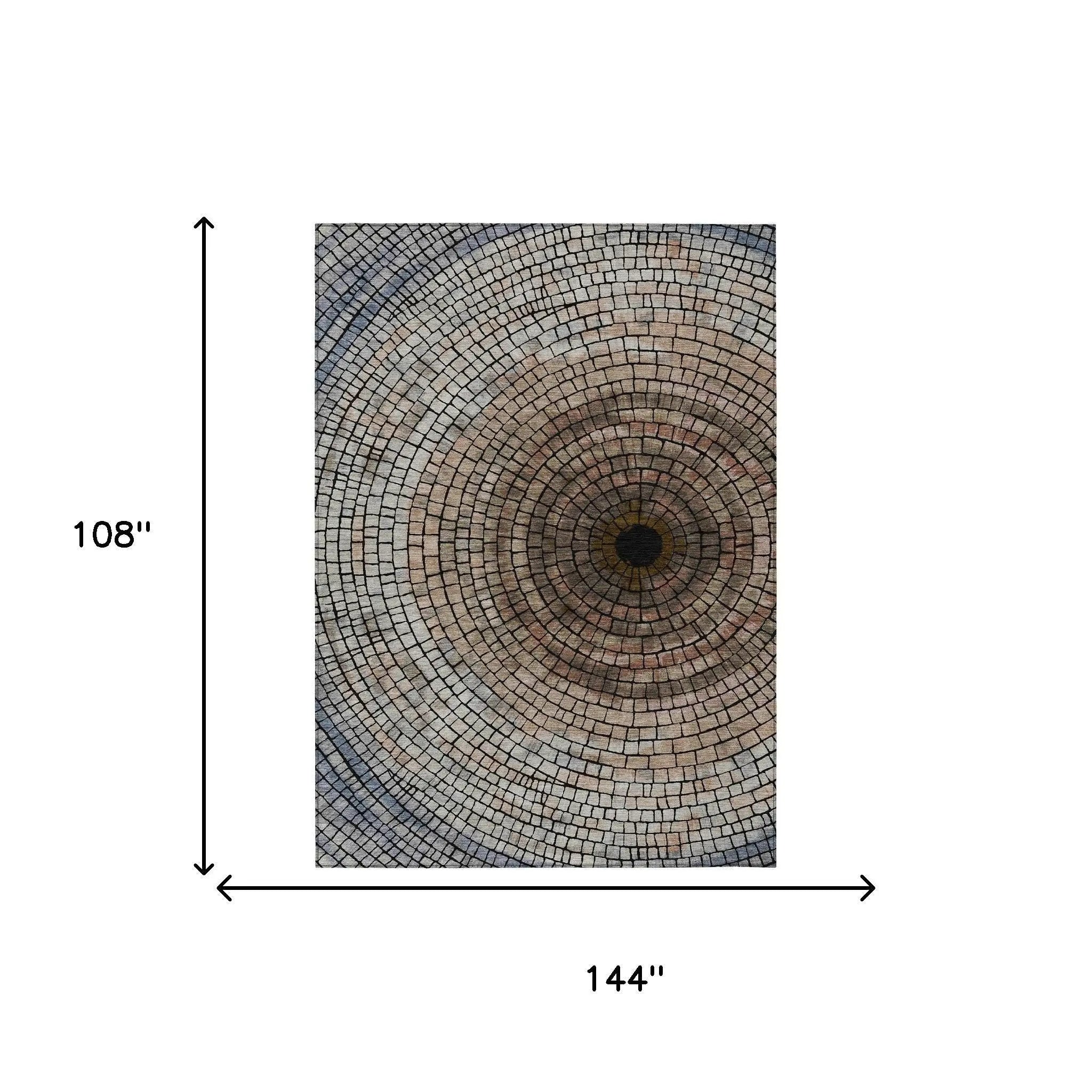 9' X 12' Beige And Taupe Geometric Washable Indoor Outdoor Area Rug Homeroots Outdoor