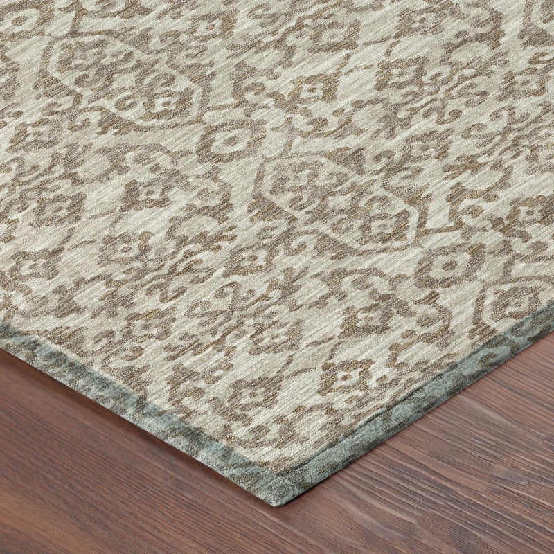 9' X 12' Beige And Taupe Oriental Washable Indoor Outdoor Area Rug Homeroots Outdoor