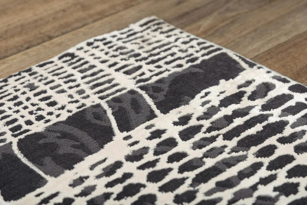 9' X 12' Beige Black Ivory And Gray Abstract Area Rug Homeroots Home Decor