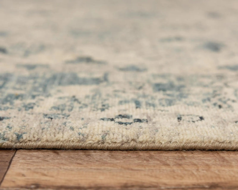9' X 12' Beige Blue And Ivory Wool Oriental Hand Carved Handmade Area Rug Homeroots Home Decor