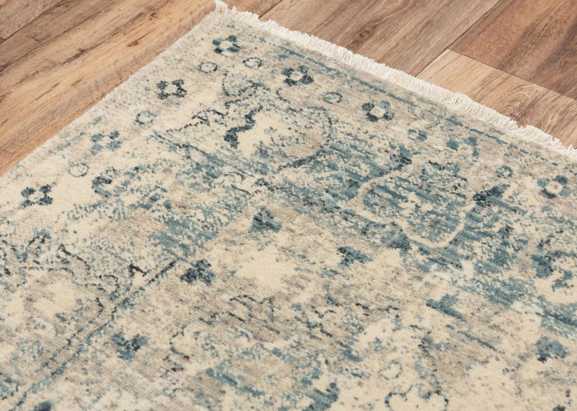 9' X 12' Beige Blue And Ivory Wool Oriental Hand Carved Handmade Area Rug Homeroots Home Decor