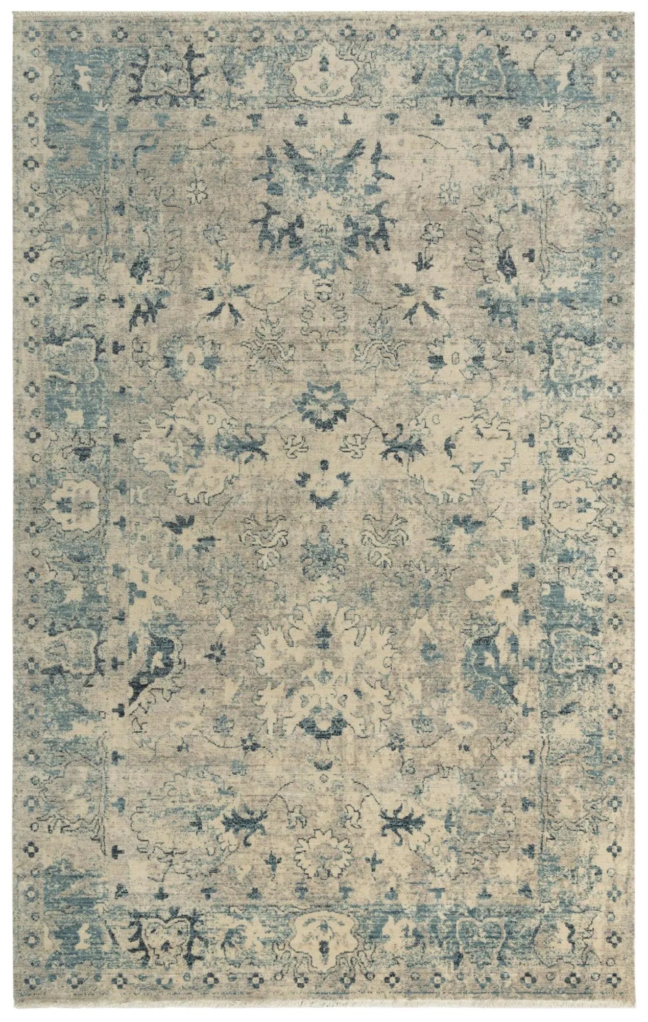 9' X 12' Beige Blue And Ivory Wool Oriental Hand Carved Handmade Area Rug Homeroots Home Decor