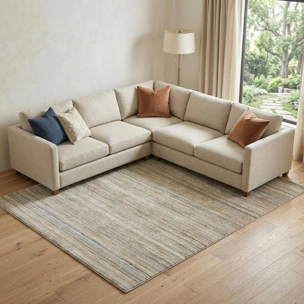 9' X 12' Beige Brown Black Ivory And Light Gray Striped Hand Tufted Area Rug Homeroots Home Decor