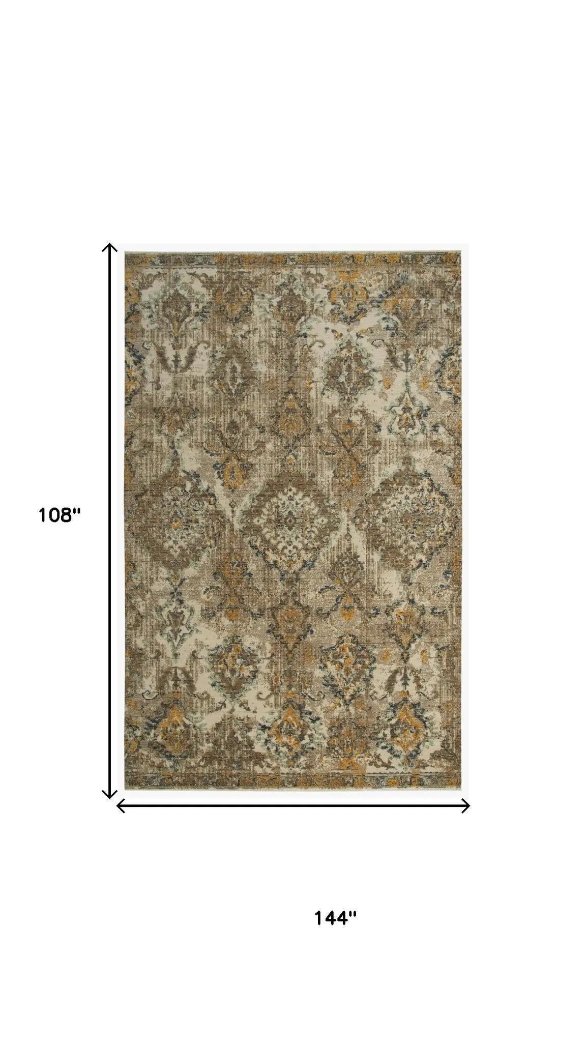 9' X 12' Beige Brown Ivory And Green Wool Oriental Hand Carved Handmade Area Rug Homeroots Home Decor