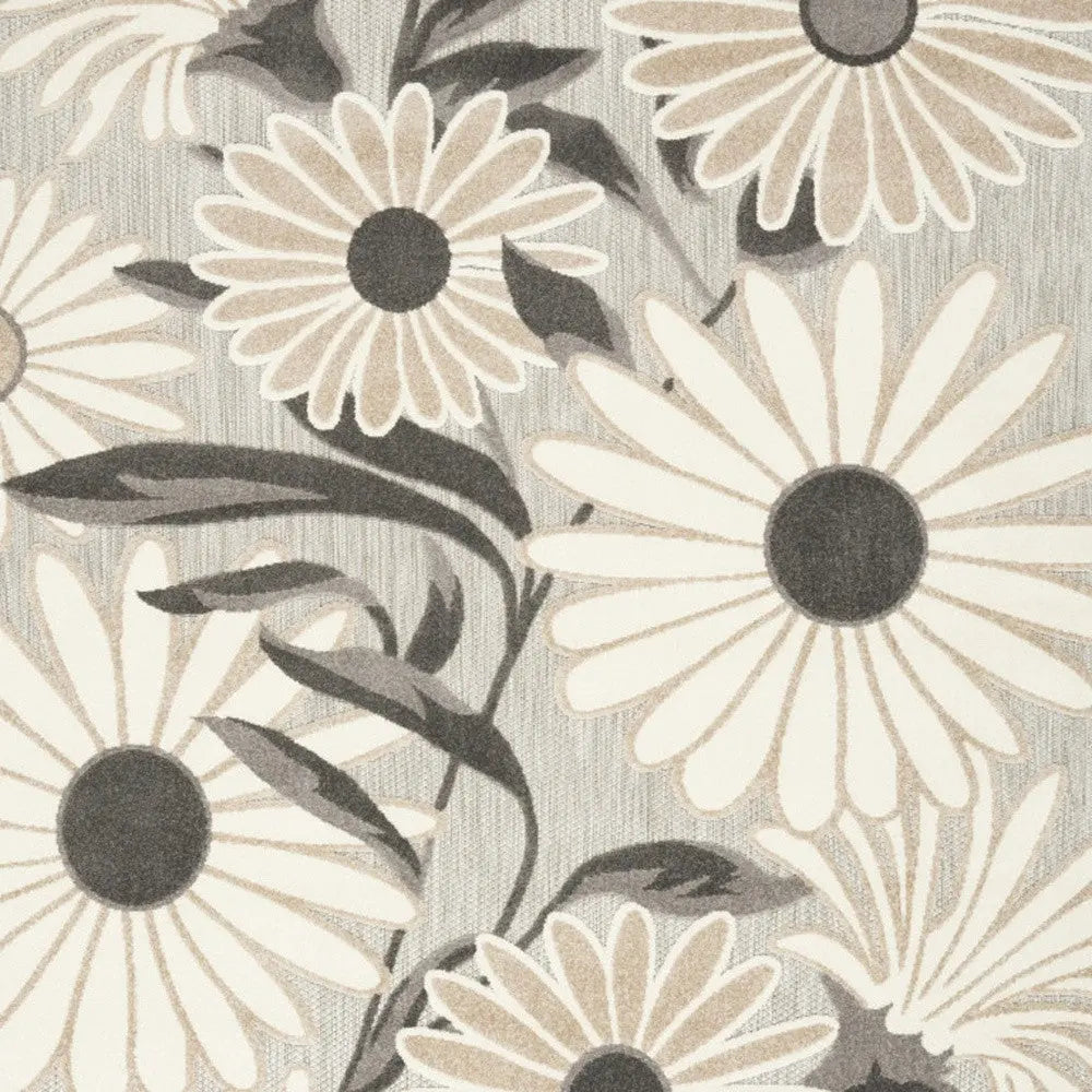 9' X 12' Beige Floral Stain Resistant Non Skid Area Rug Homeroots Outdoor