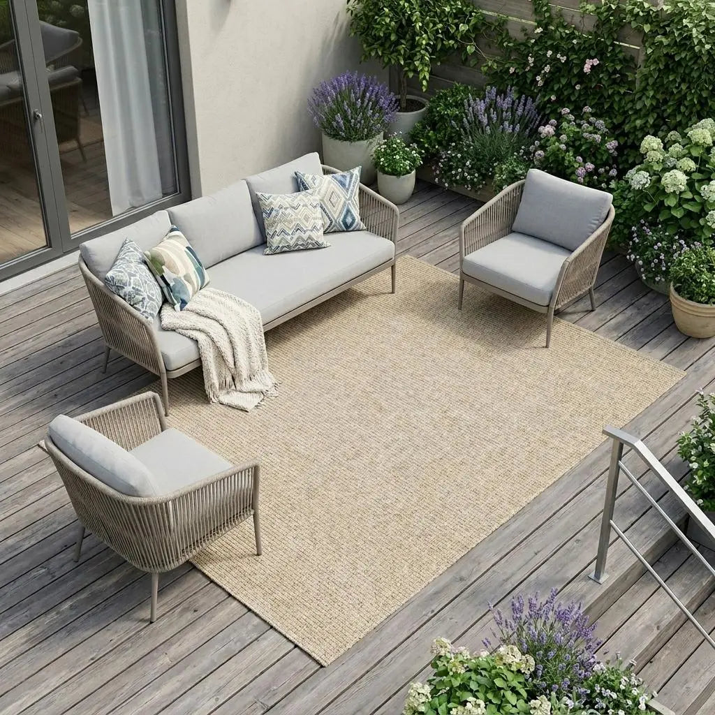 9' X 12' Beige Indoor Outdoor Area Rug Homeroots Outdoor