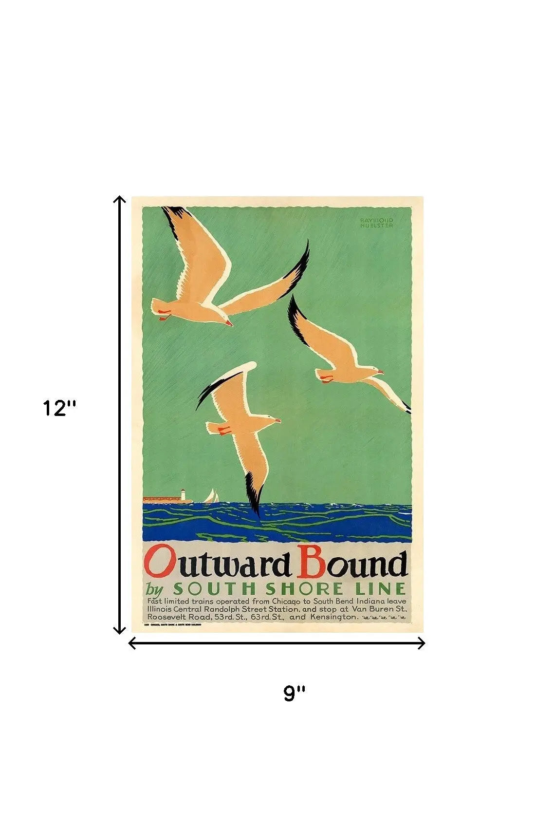9" X 12" Birds Over Lake Michigan C1929 Vintage Travel Poster Wall Art Homeroots Home Decor