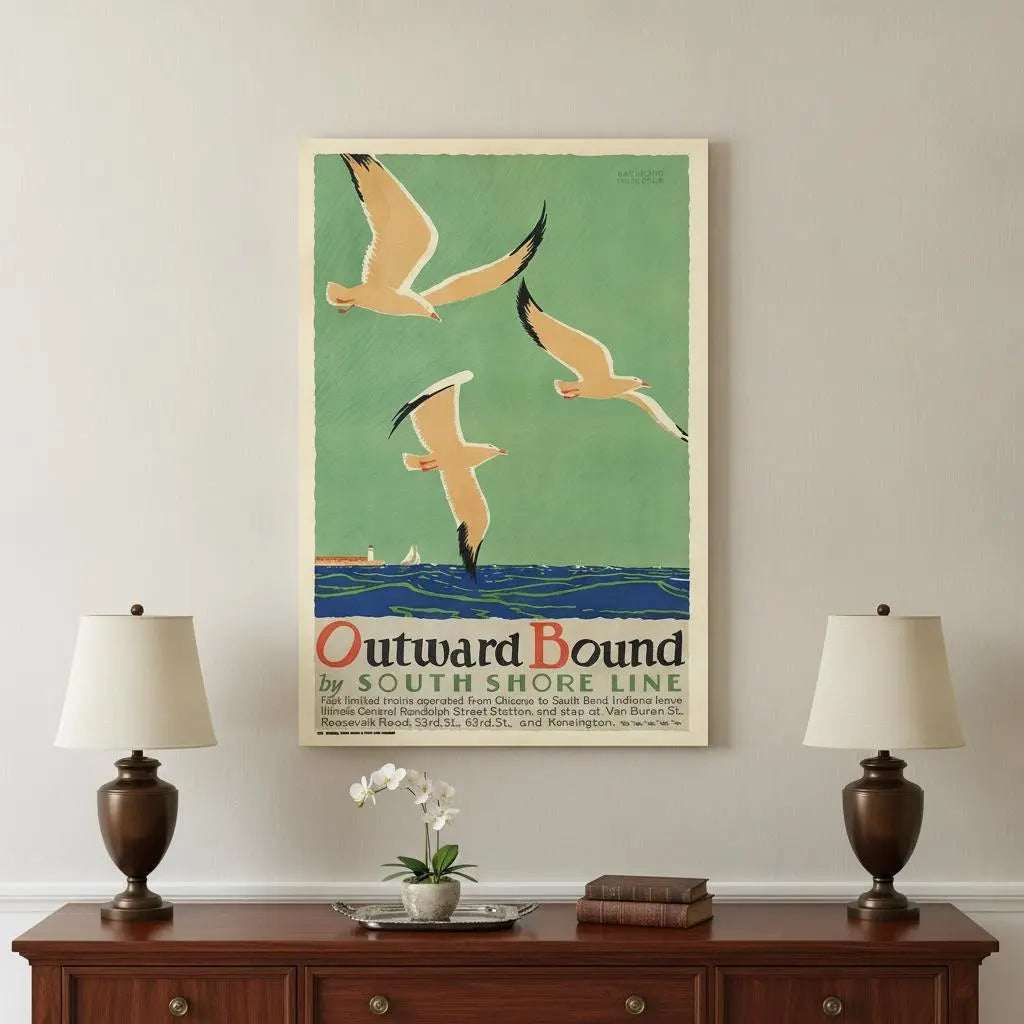 9" X 12" Birds Over Lake Michigan C1929 Vintage Travel Poster Wall Art Homeroots Home Decor