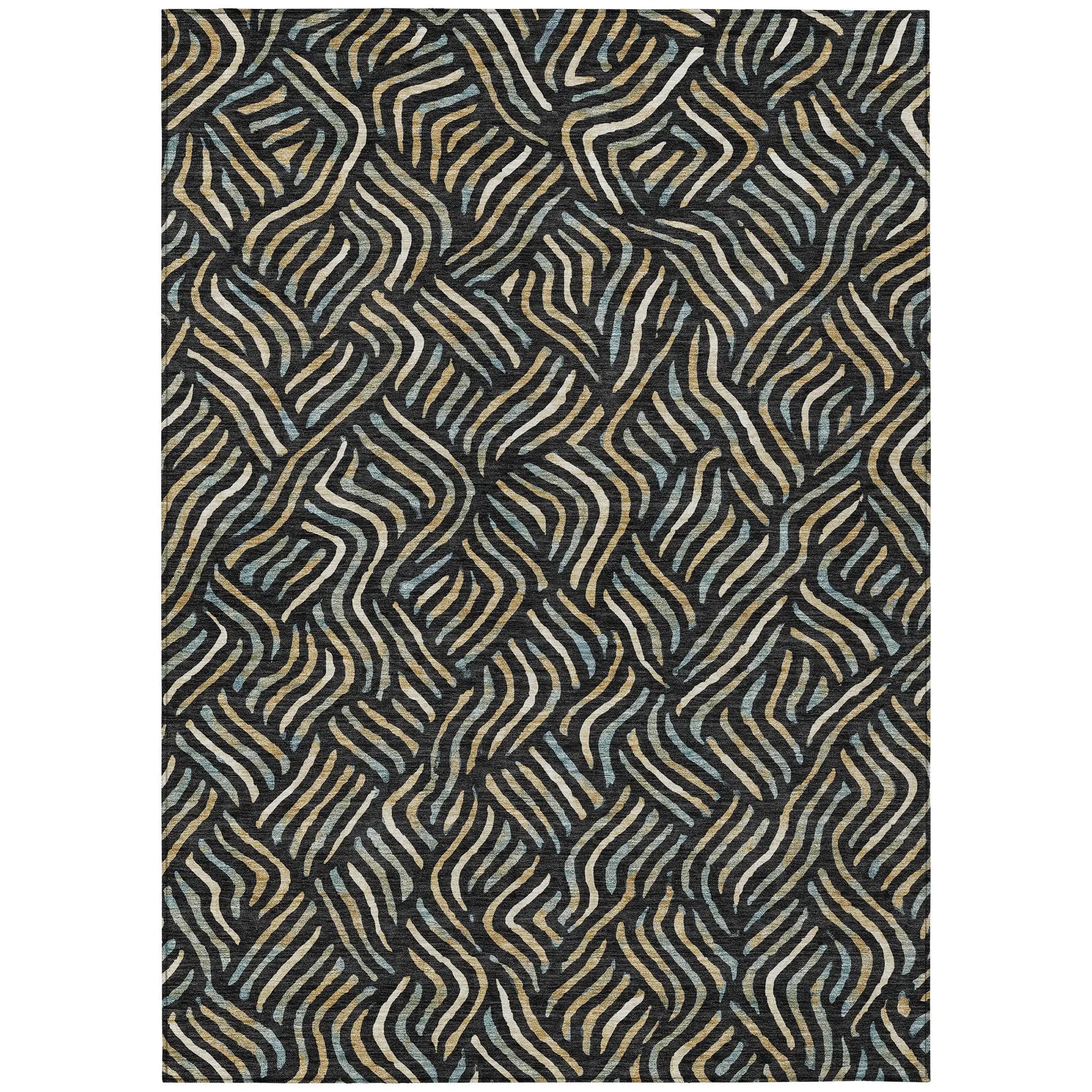 9' X 12' Black And Beige Abstract Washable Indoor Outdoor Area Rug Homeroots Outdoor