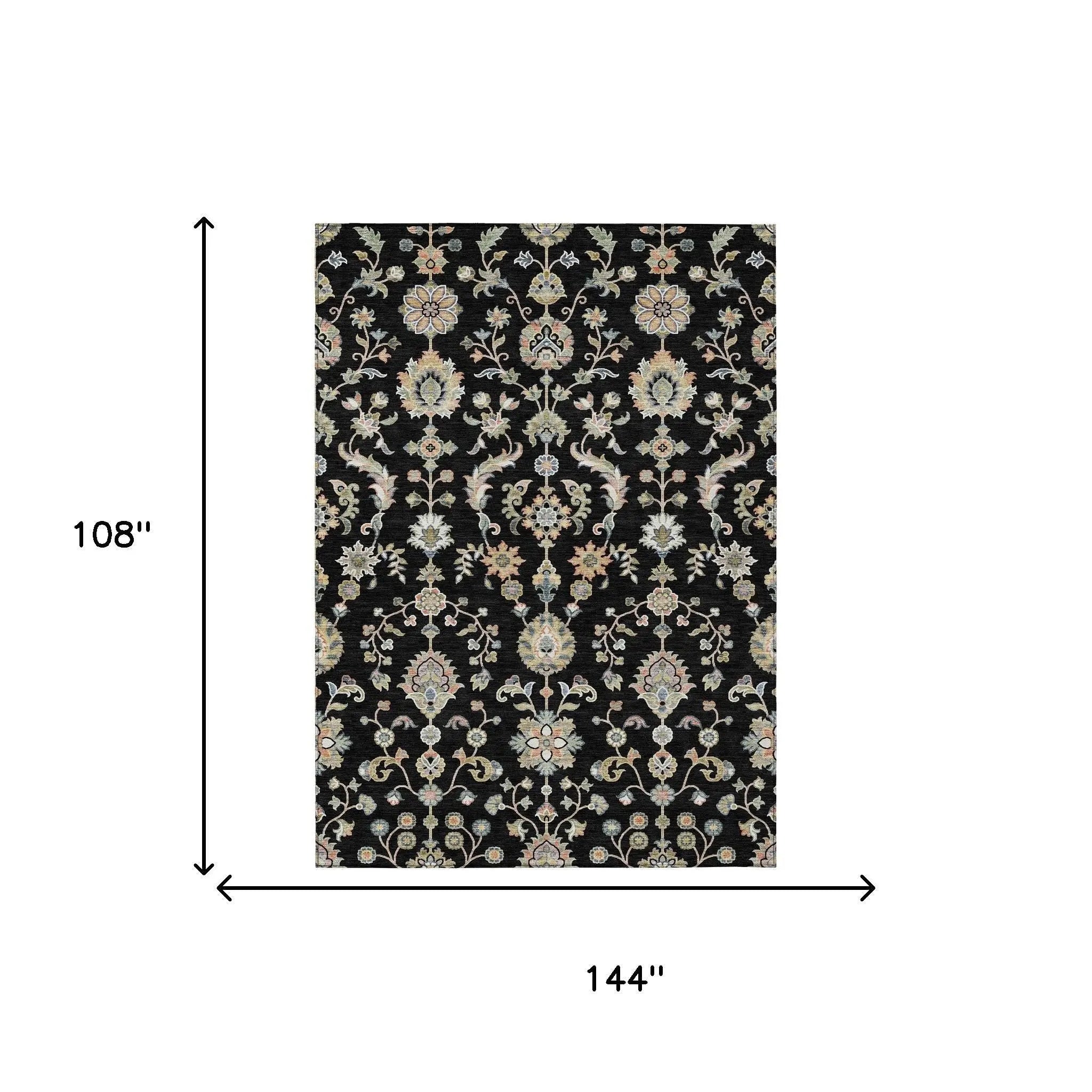 9' X 12' Black And Beige Abstract Washable Indoor Outdoor Area Rug Homeroots Outdoor