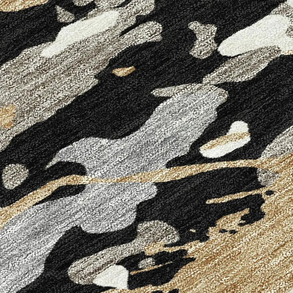 9' X 12' Black And Beige Abstract Washable Indoor Outdoor Area Rug Homeroots Outdoor
