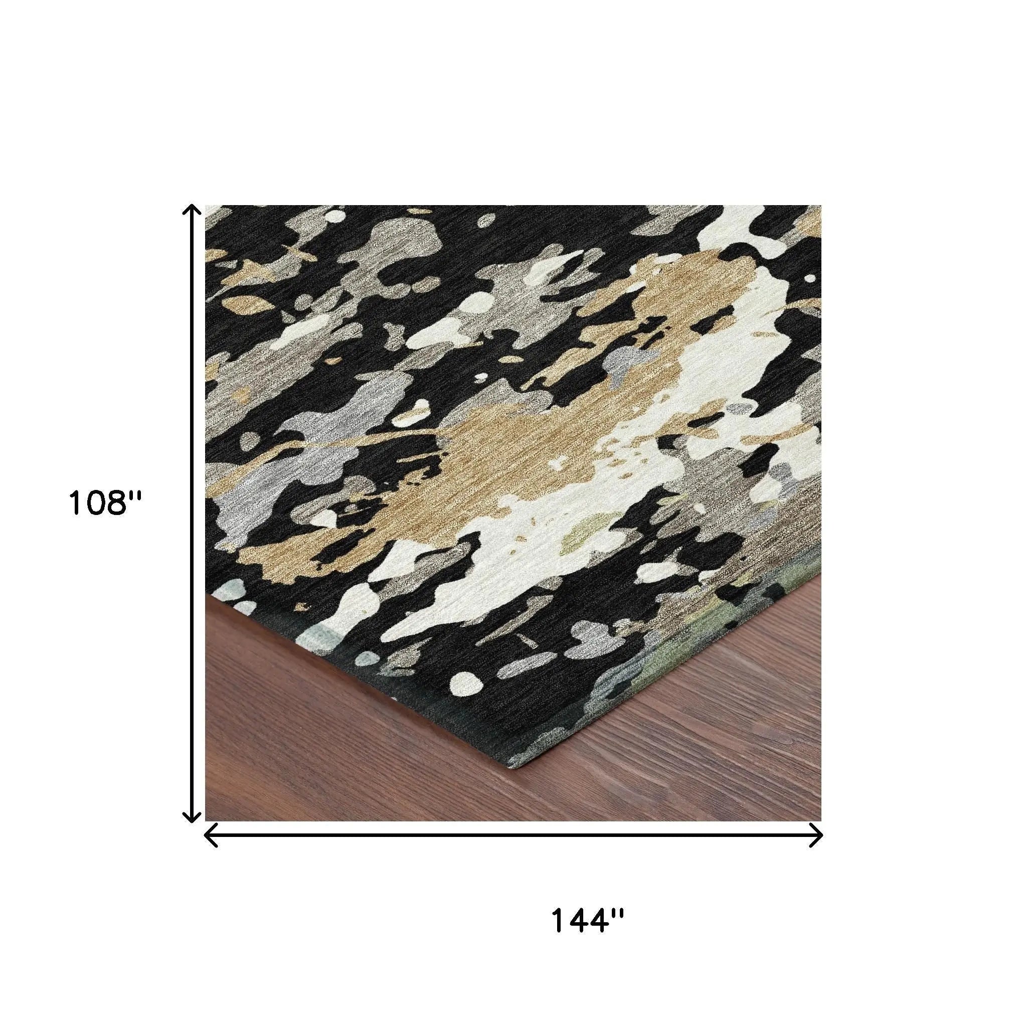 9' X 12' Black And Beige Abstract Washable Indoor Outdoor Area Rug Homeroots Outdoor