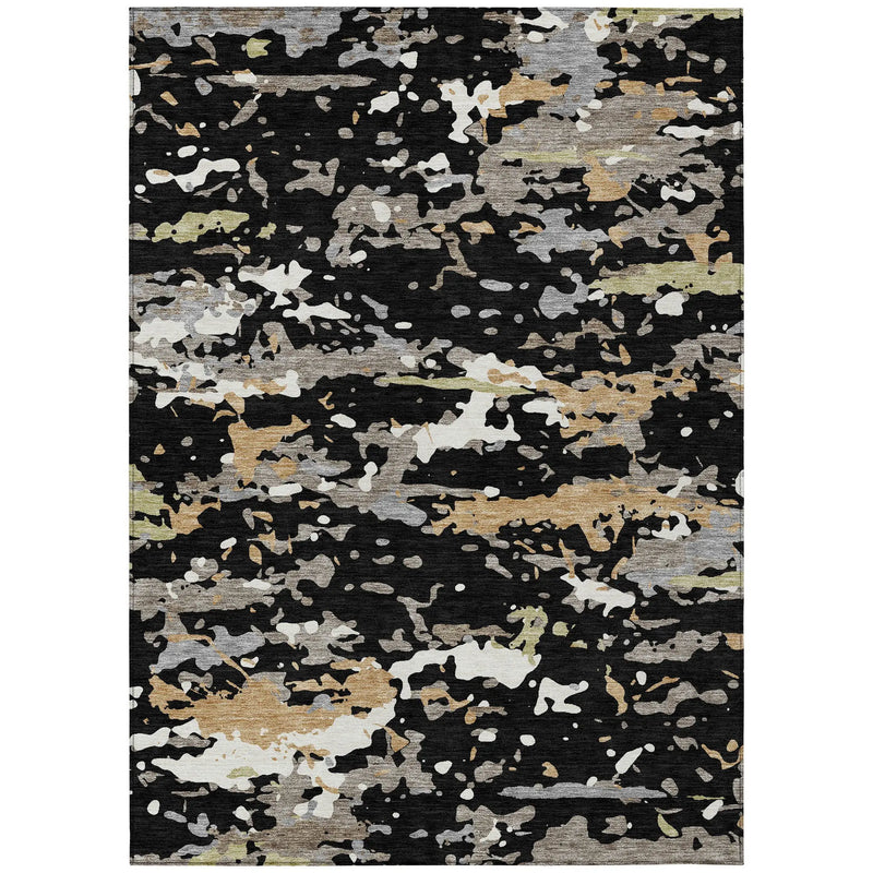 9' X 12' Black And Beige Abstract Washable Indoor Outdoor Area Rug Homeroots Outdoor