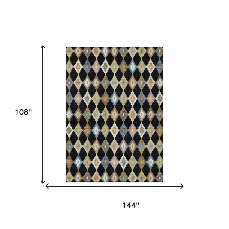 9' X 12' Black And Beige Aztec Washable Indoor Outdoor Area Rug Homeroots Outdoor