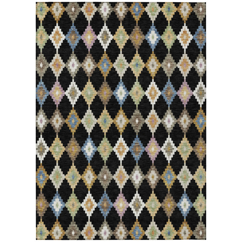 9' X 12' Black And Beige Aztec Washable Indoor Outdoor Area Rug Homeroots Outdoor