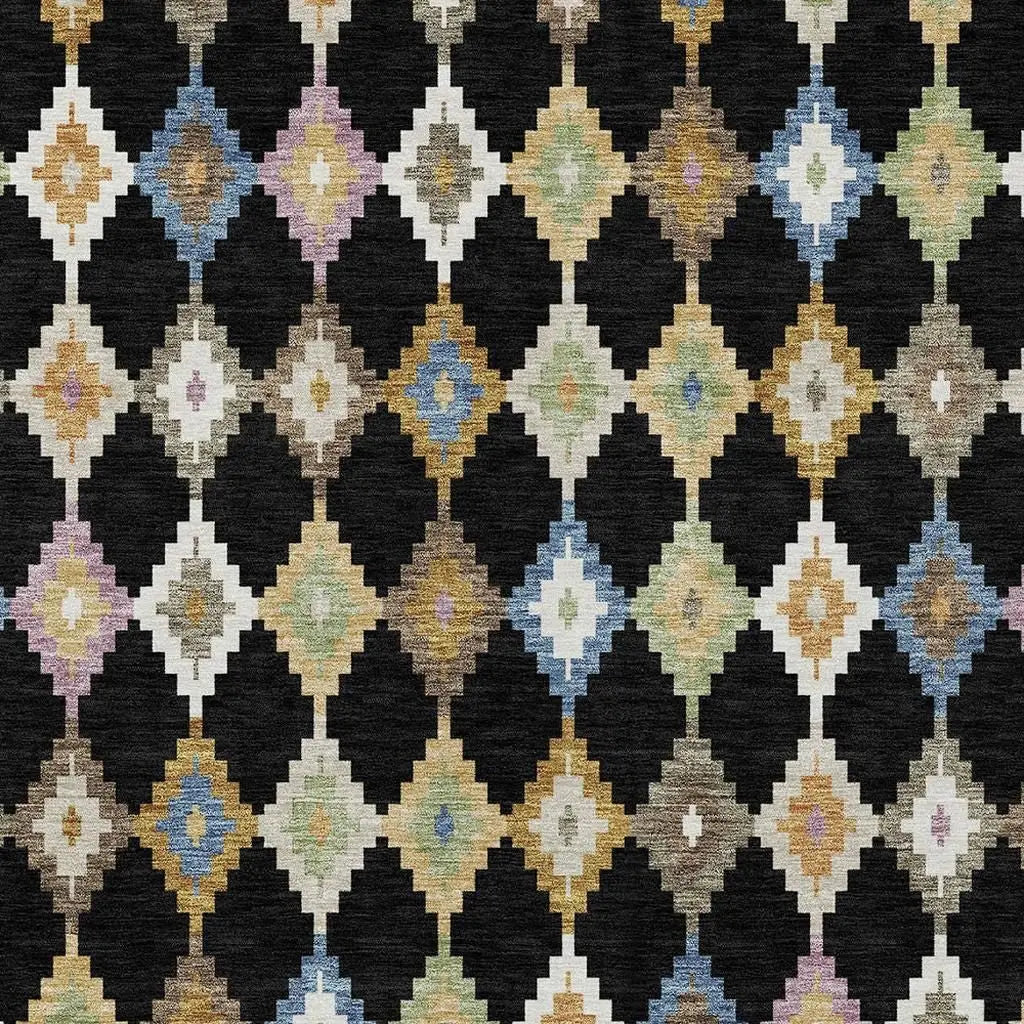 9' X 12' Black And Beige Aztec Washable Indoor Outdoor Area Rug Homeroots Outdoor