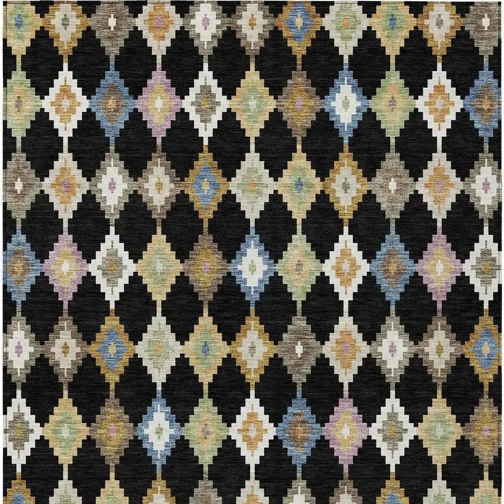 9' X 12' Black And Beige Aztec Washable Indoor Outdoor Area Rug Homeroots Outdoor