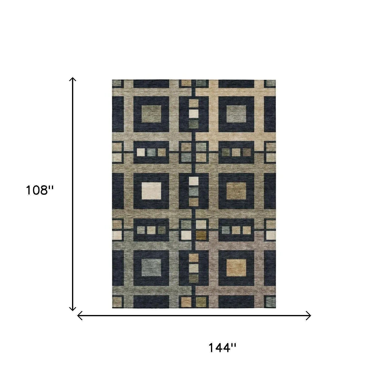 9' X 12' Black And Beige Geometric Washable Indoor Outdoor Area Rug Homeroots Outdoor