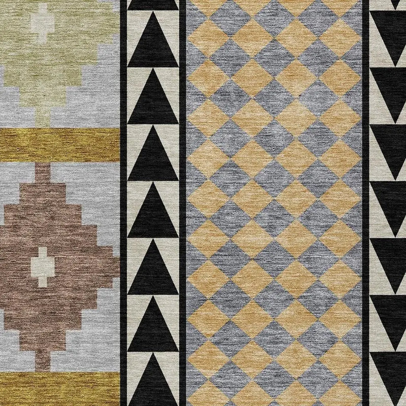 9' X 12' Black And Beige Southwestern Washable Indoor Outdoor Area Rug Homeroots Outdoor