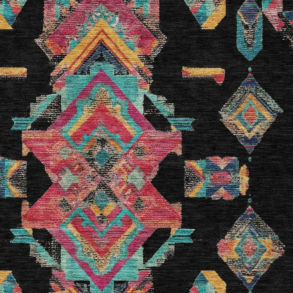 9' X 12' Black And Beige Tribal Washable Indoor Outdoor Area Rug Homeroots Outdoor