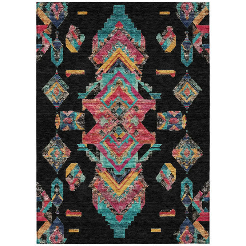 9' X 12' Black And Beige Tribal Washable Indoor Outdoor Area Rug Homeroots Outdoor