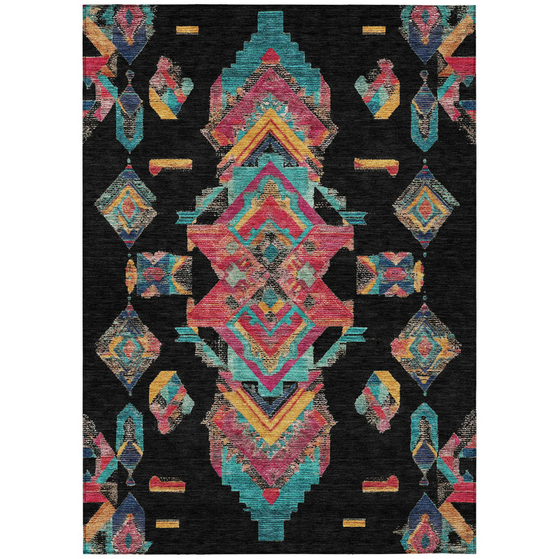 9' X 12' Black And Beige Tribal Washable Indoor Outdoor Area Rug Homeroots Outdoor