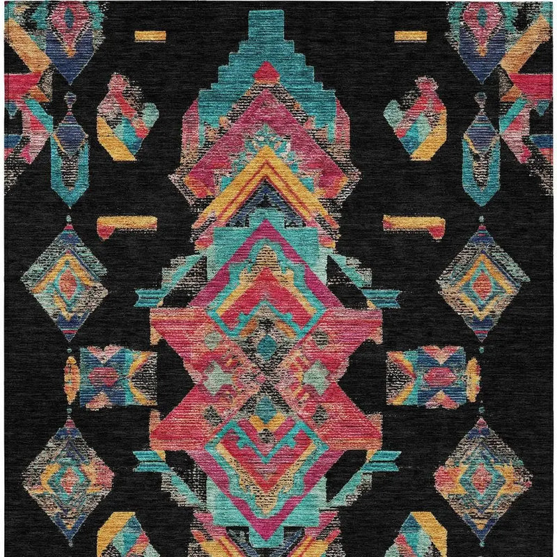 9' X 12' Black And Beige Tribal Washable Indoor Outdoor Area Rug Homeroots Outdoor