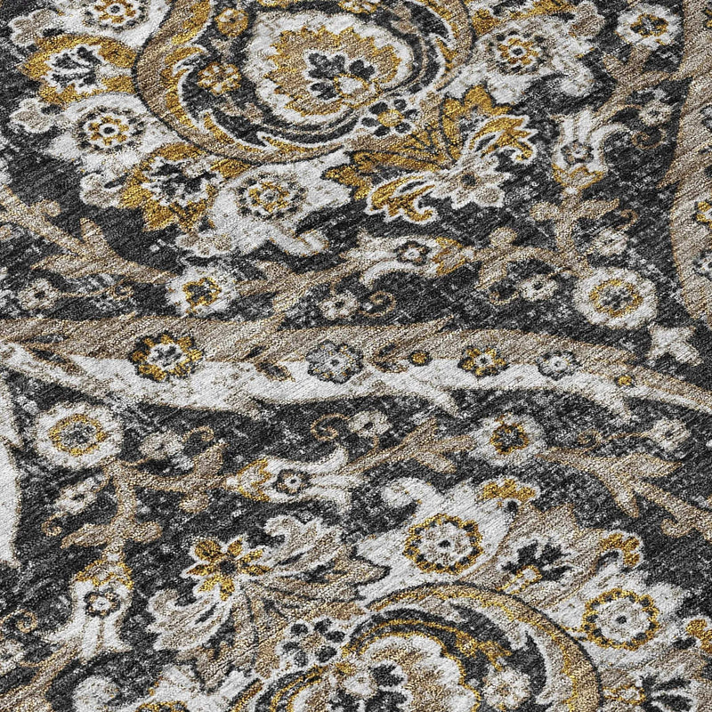 9' X 12' Black And Blue Floral Washable Indoor Outdoor Area Rug Homeroots Outdoor