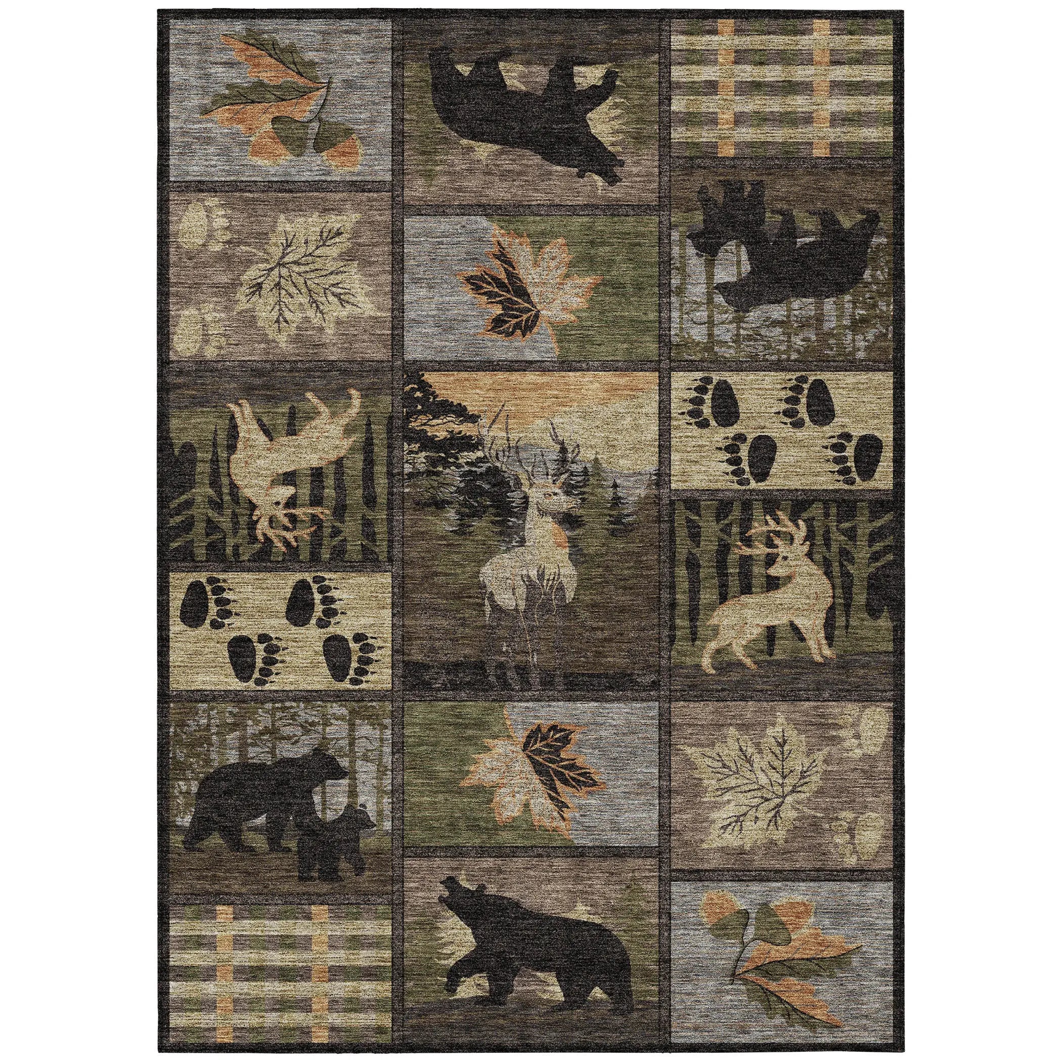 9' X 12' Black And Brown Bear Washable Indoor Outdoor Area Rug Homeroots Outdoor