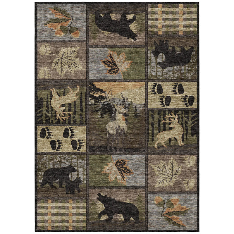 9' X 12' Black And Brown Bear Washable Indoor Outdoor Area Rug Homeroots Outdoor
