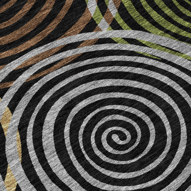 9' X 12' Black And Brown Geometric Washable Indoor Outdoor Area Rug Homeroots Outdoor