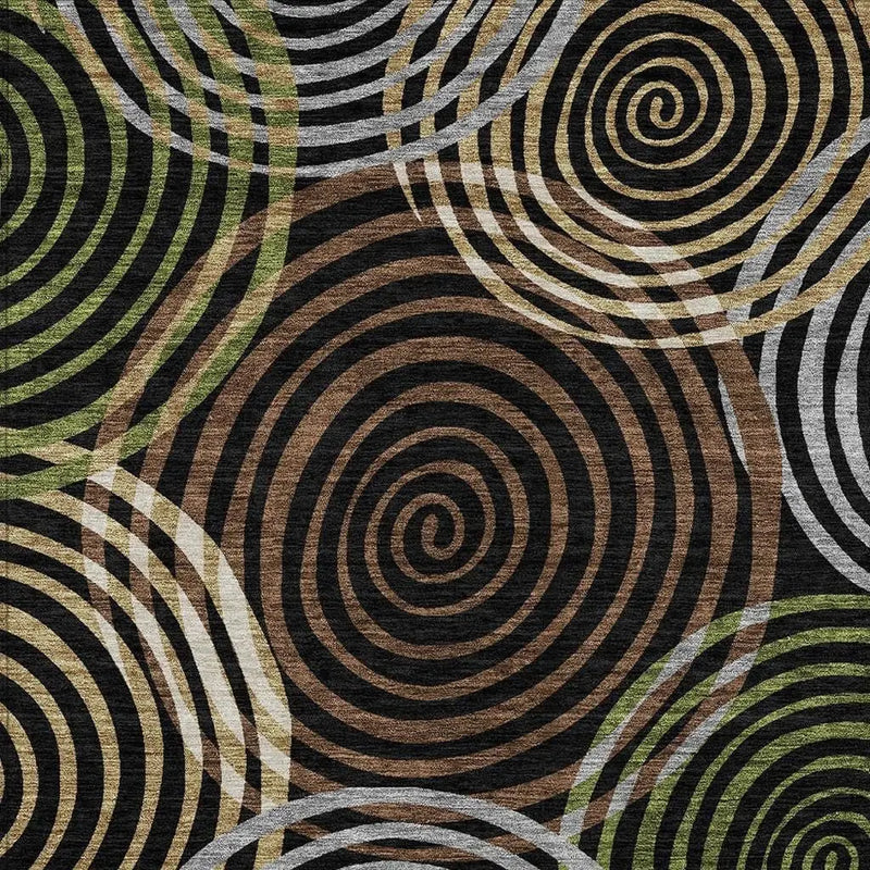 9' X 12' Black And Brown Geometric Washable Indoor Outdoor Area Rug Homeroots Outdoor