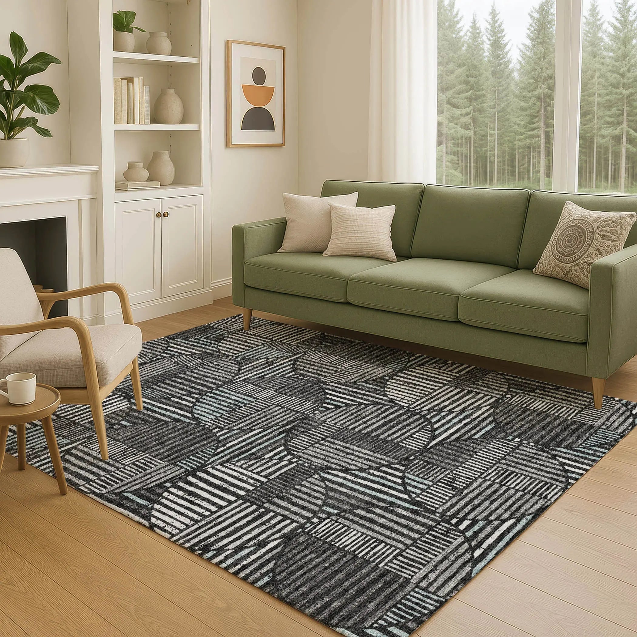 9' X 12' Black And Brown Geometric Washable Indoor Outdoor Area Rug Homeroots Outdoor