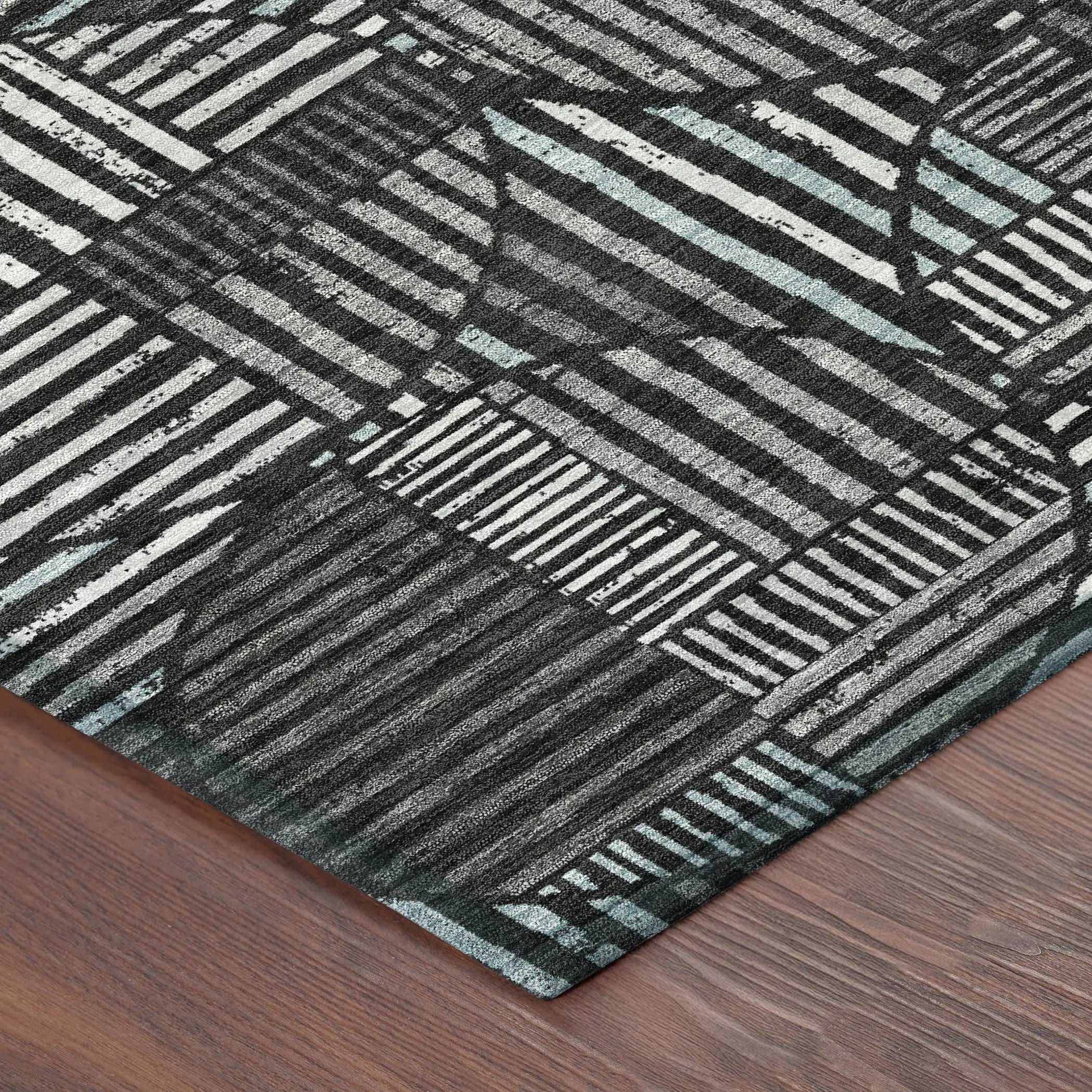 9' X 12' Black And Brown Geometric Washable Indoor Outdoor Area Rug Homeroots Outdoor