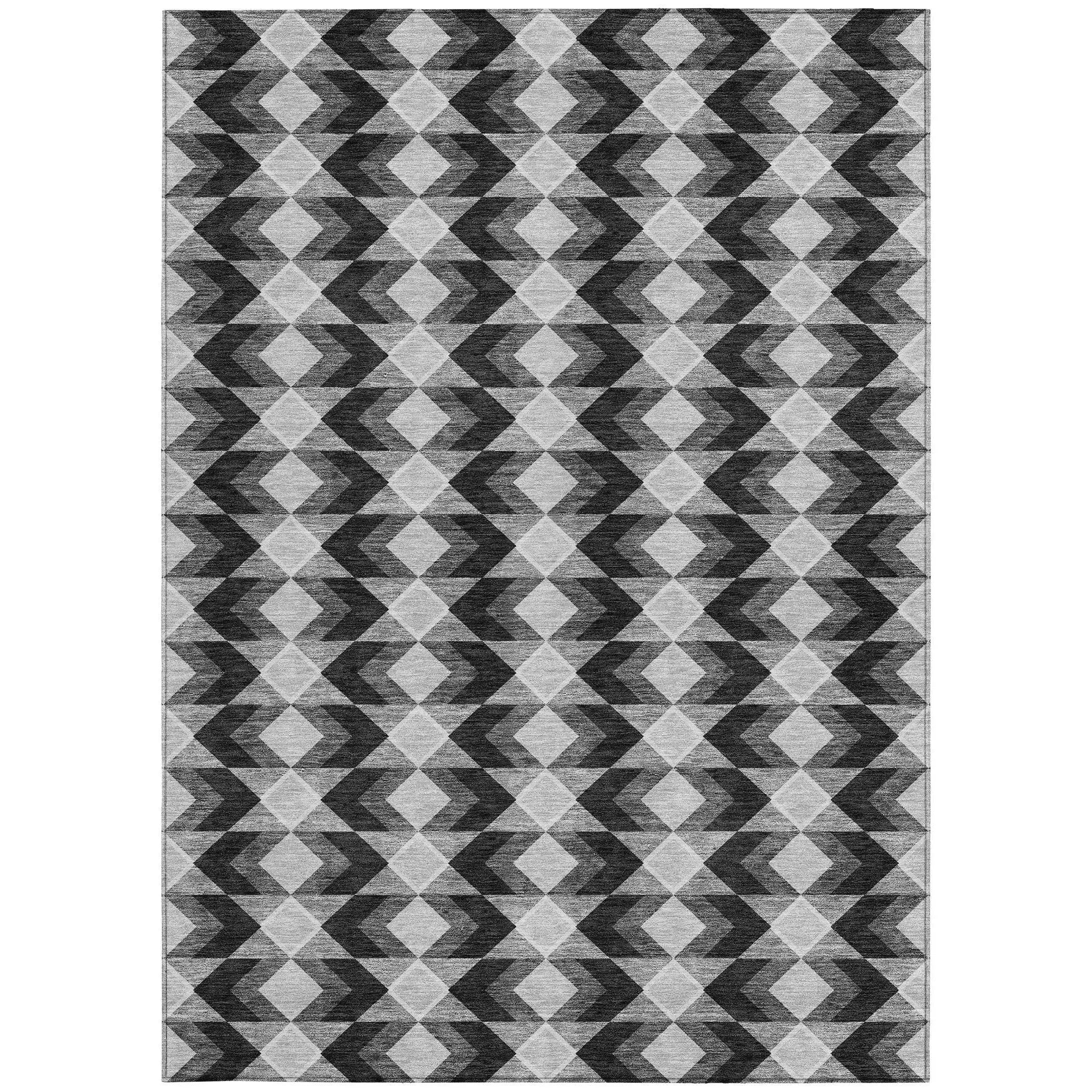 9' X 12' Black And Brown Geometric Washable Indoor Outdoor Area Rug Homeroots Outdoor