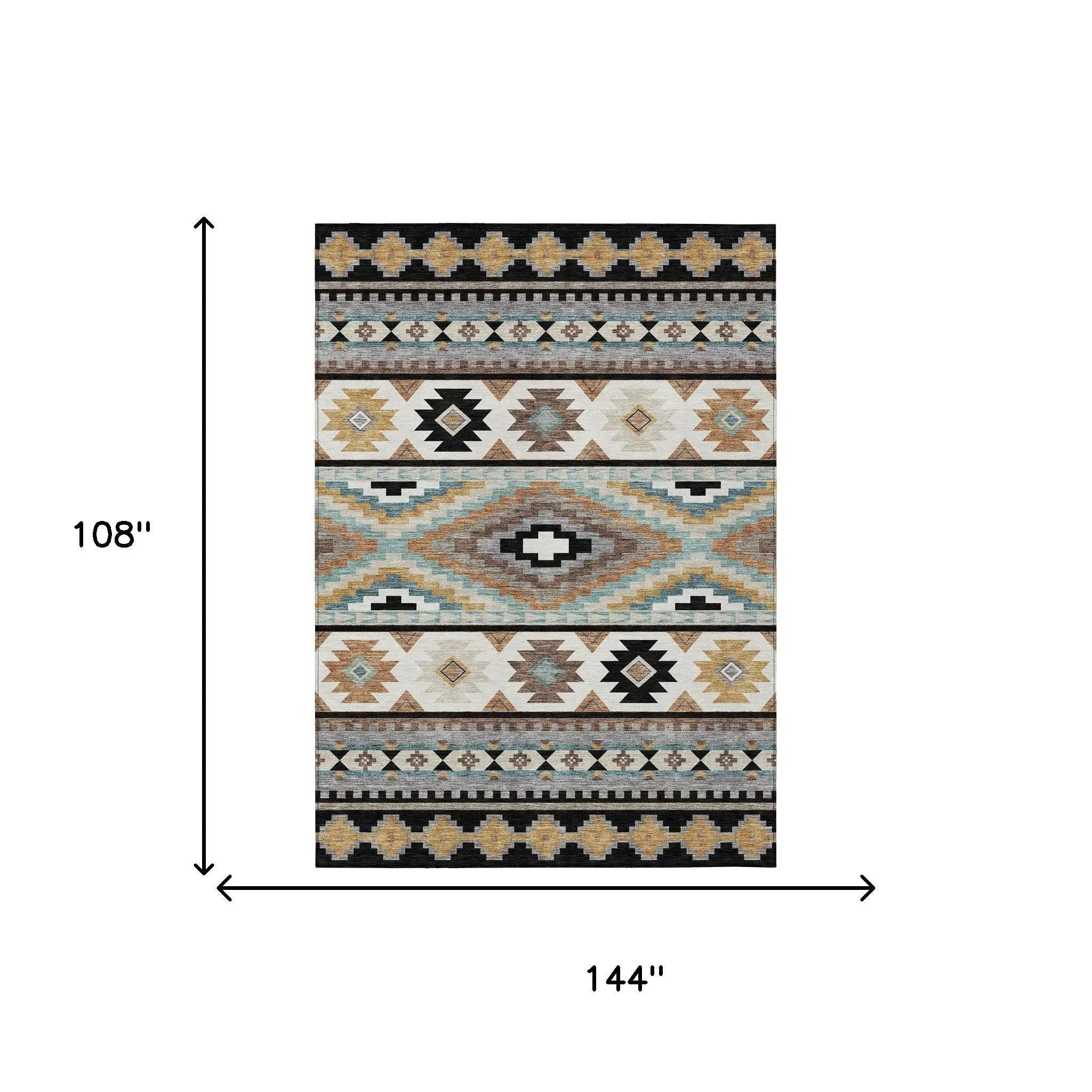 9' X 12' Black And Brown Southwestern Washable Indoor Outdoor Area Rug Homeroots Outdoor