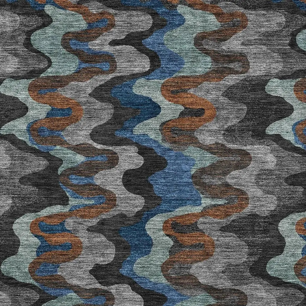 9' X 12' Black And Charcoal Abstract Washable Indoor Outdoor Area Rug Homeroots Outdoor