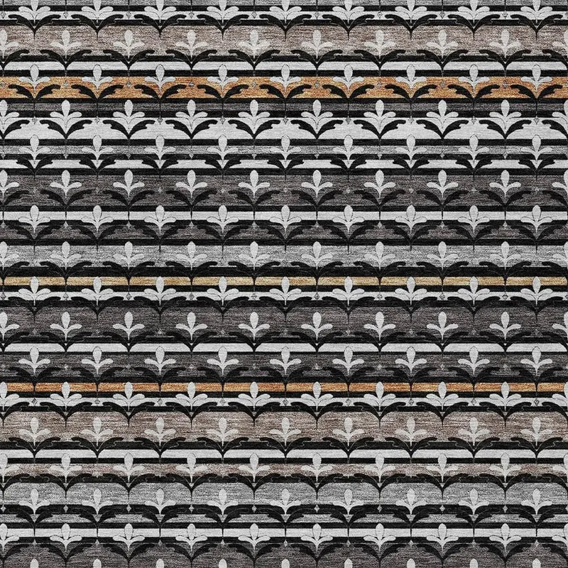 9' X 12' Black And Charcoal Damask Washable Indoor Outdoor Area Rug Homeroots Outdoor