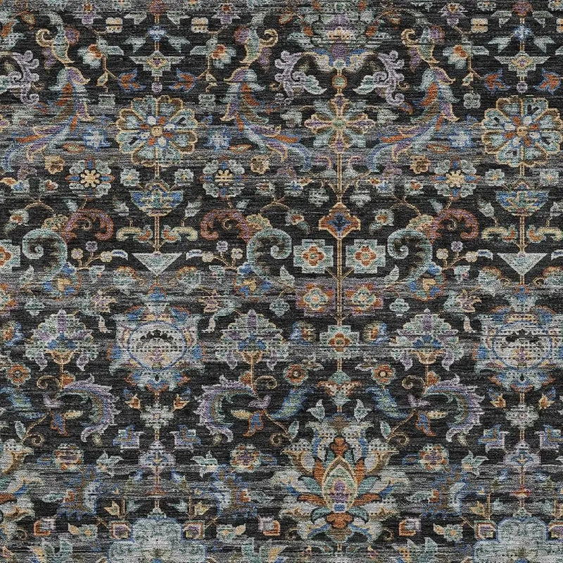 9' X 12' Black And Charcoal Floral Medallion Washable Indoor Outdoor Area Rug Homeroots Outdoor